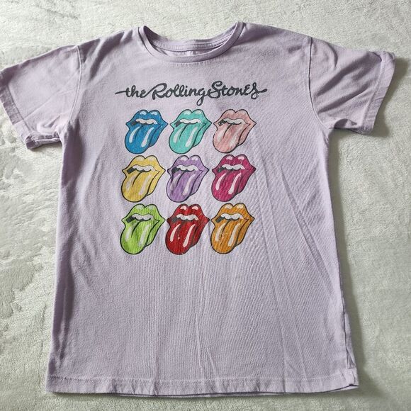 Girls The Rolling Stones Lavendar Tshirt With Graphics Size Large - Picture 1 of 5